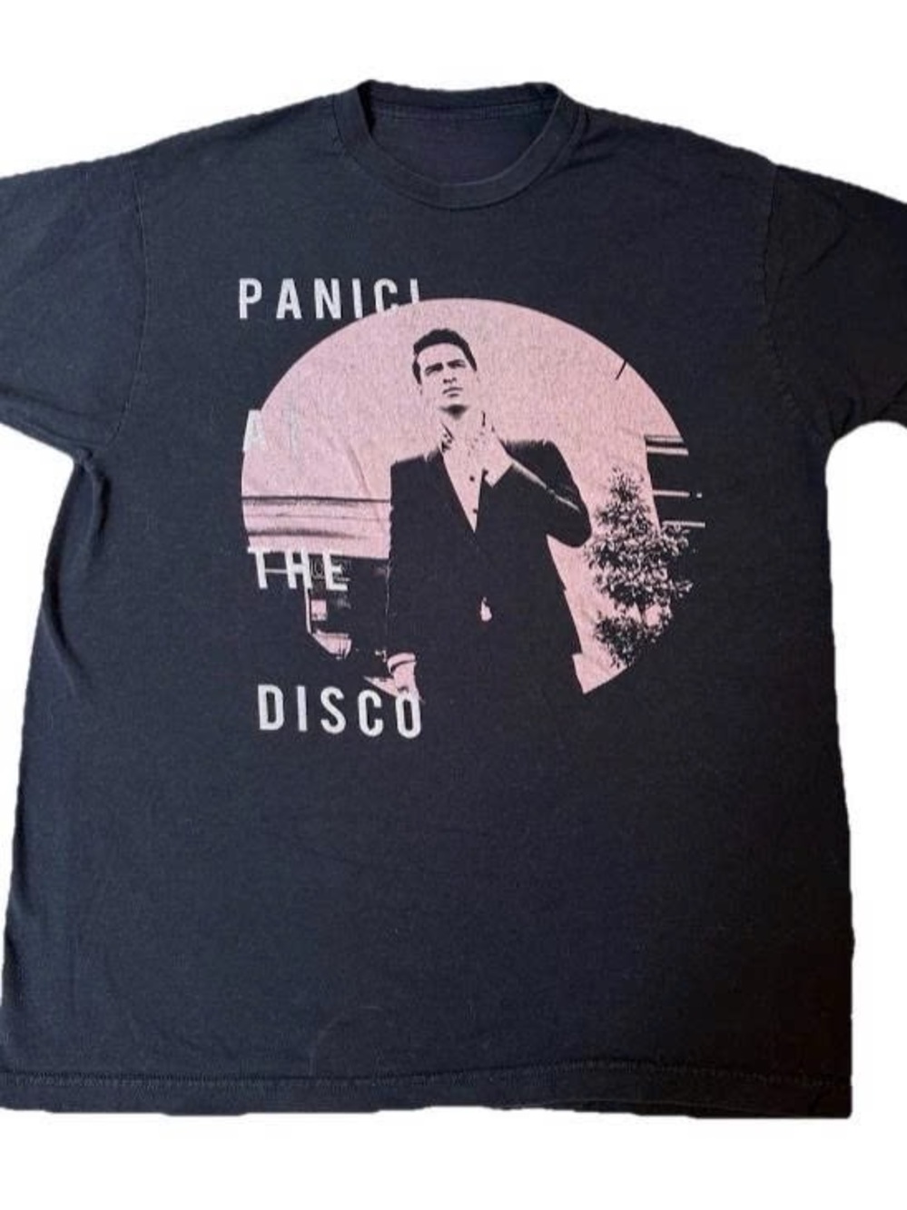 At The Disco Black Short Sleeve Graphic Tee with Pink Print